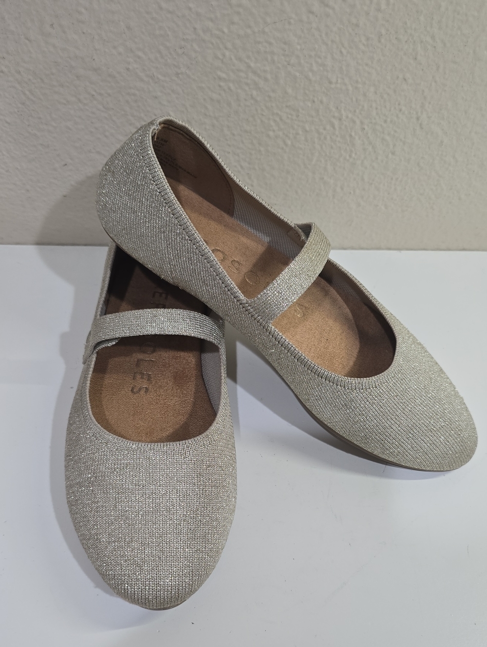 AEROSOLES Sparkle Champagne Mary Jane Flats